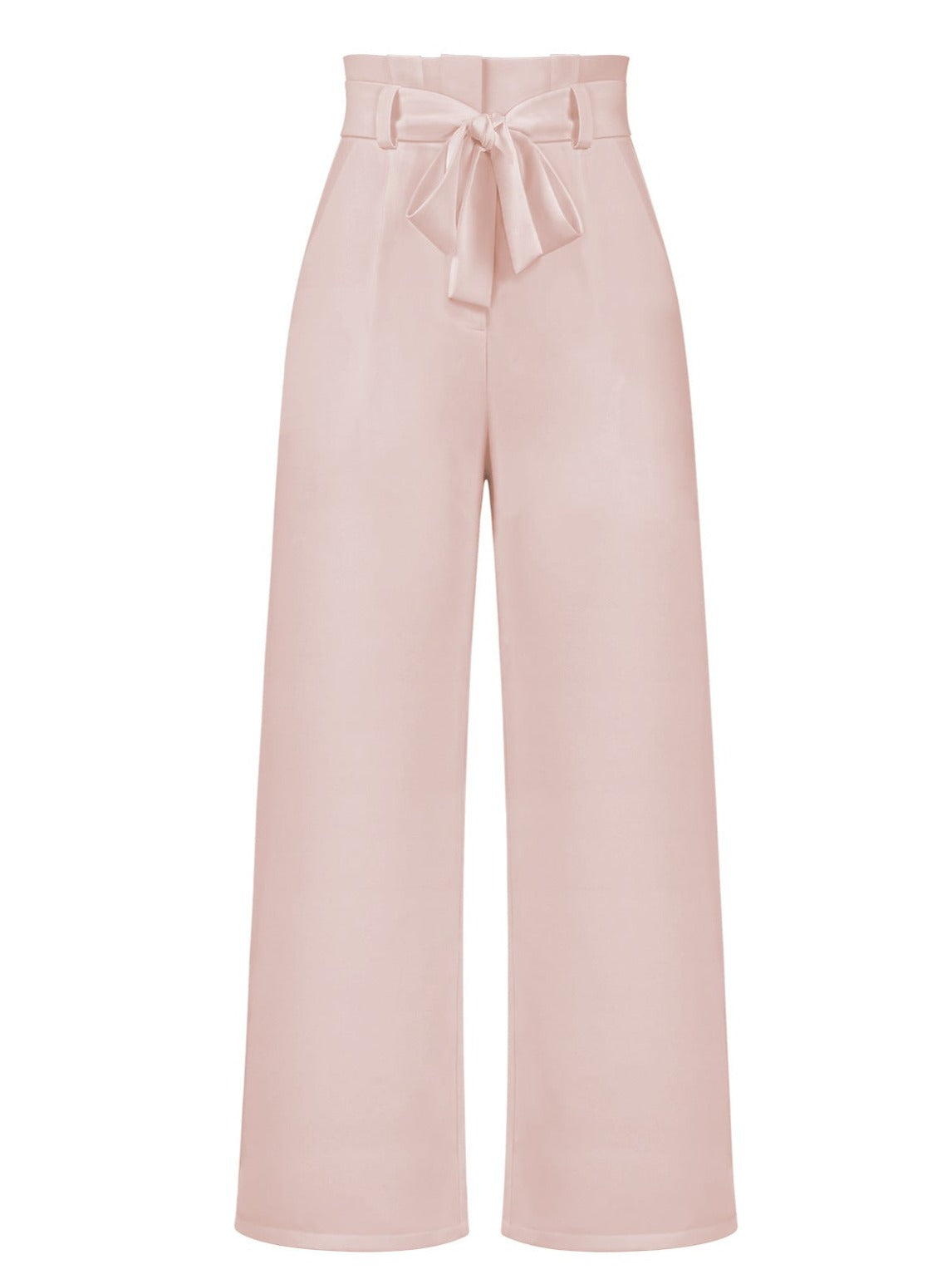 Pleated High Waist Straight Wide Leg Trousers