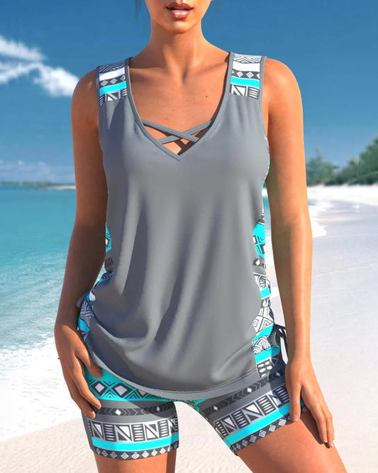 Tankini's met geometrische print en V-hals