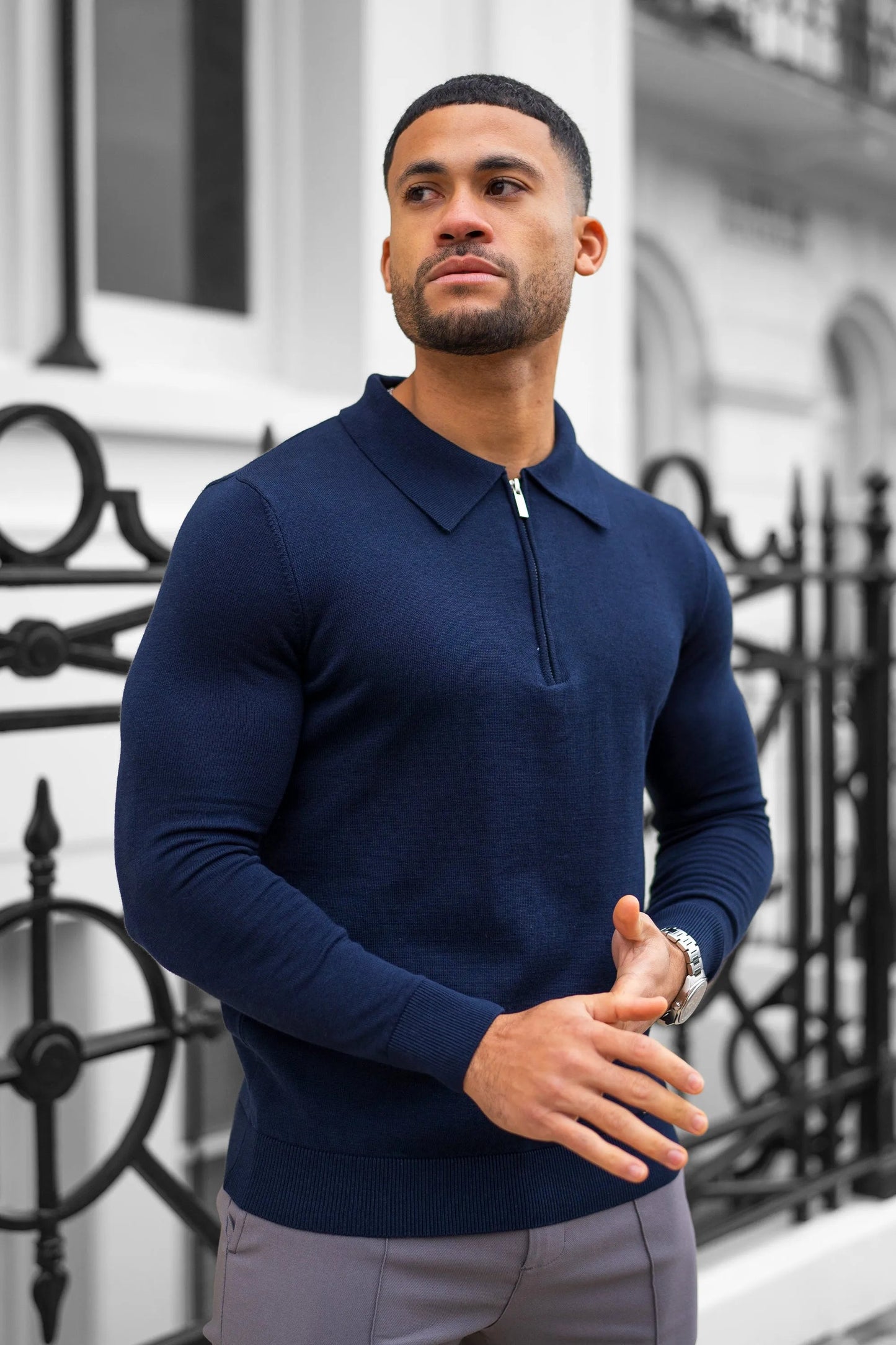 THE VIDA - LONGSLEEVE POLO - BLAUW