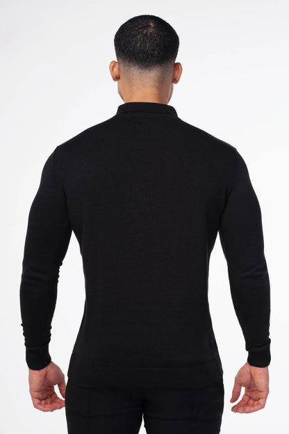 THE VIDA - LONGSLEEVE POLO - ZWART