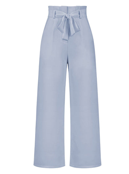 Pleated High Waist Straight Wide Leg Trousers