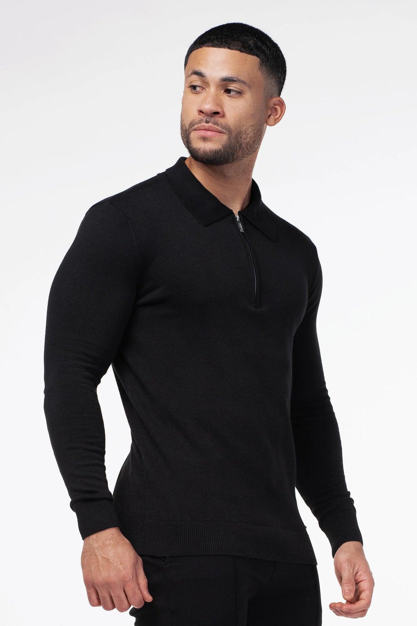 THE VIDA - LONGSLEEVE POLO - ZWART