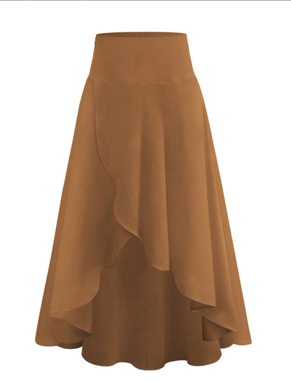 Casual Elastic Asymmetrical Midi Skirt