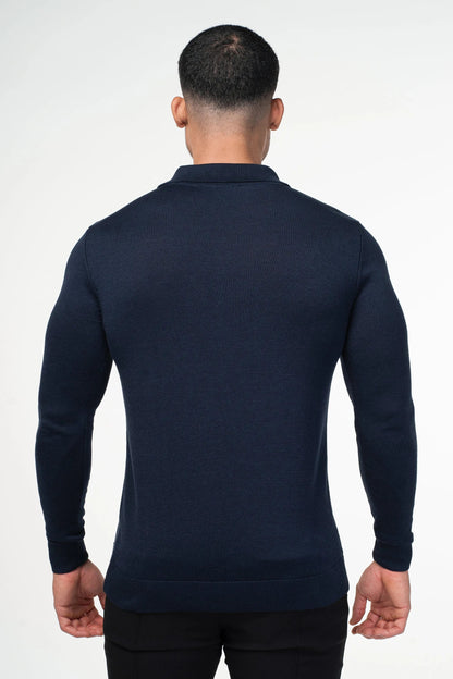 THE VIDA - LONGSLEEVE POLO - BLAUW