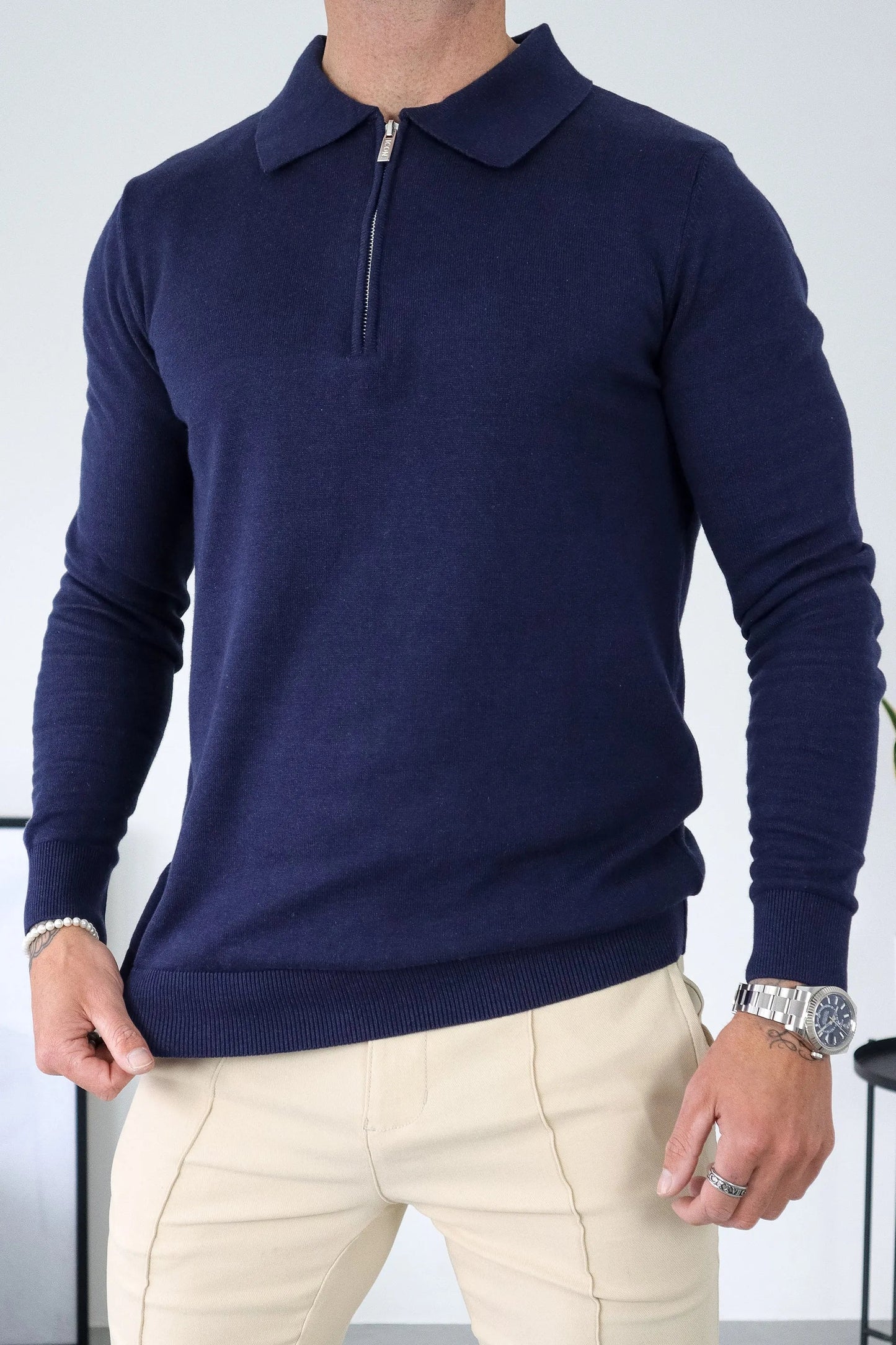 THE VIDA - LONGSLEEVE POLO - BLAUW