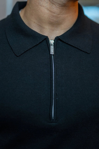 THE VIDA - LONGSLEEVE POLO - ZWART