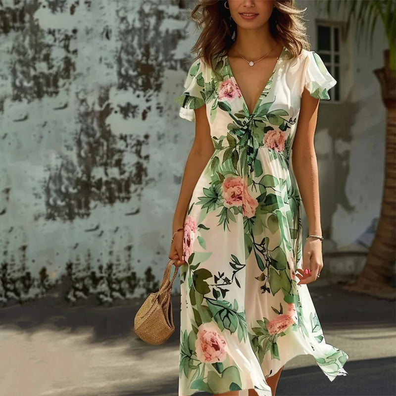 Elegante Jurk Met Bloemenprint