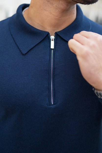 THE VIDA - LONGSLEEVE POLO - BLAUW