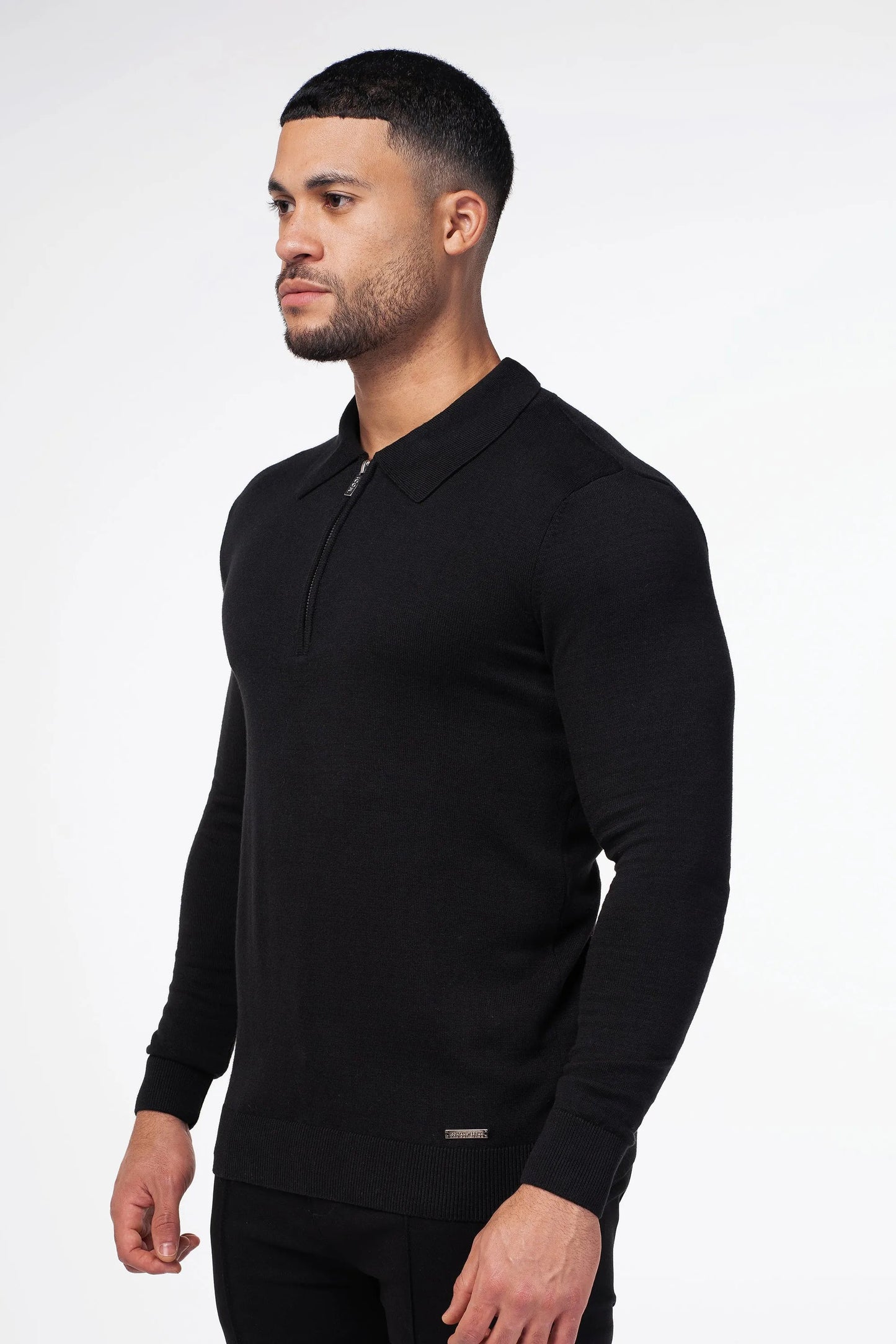 THE VIDA - LONGSLEEVE POLO - ZWART