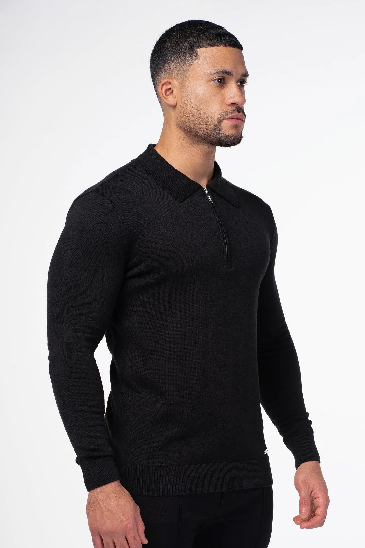 THE VIDA - LONGSLEEVE POLO - ZWART