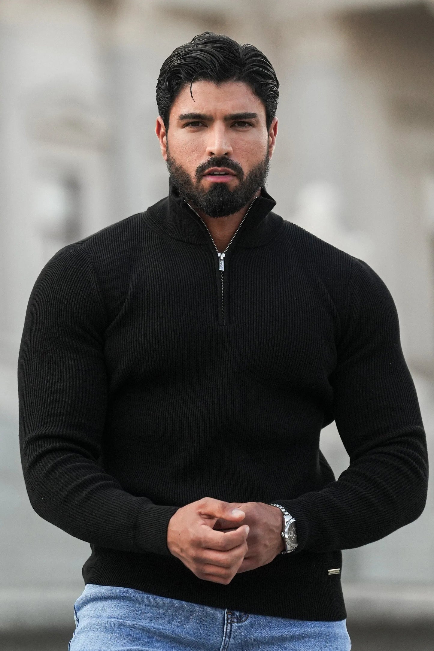 THE RENZO HALF ZIP SWEATER