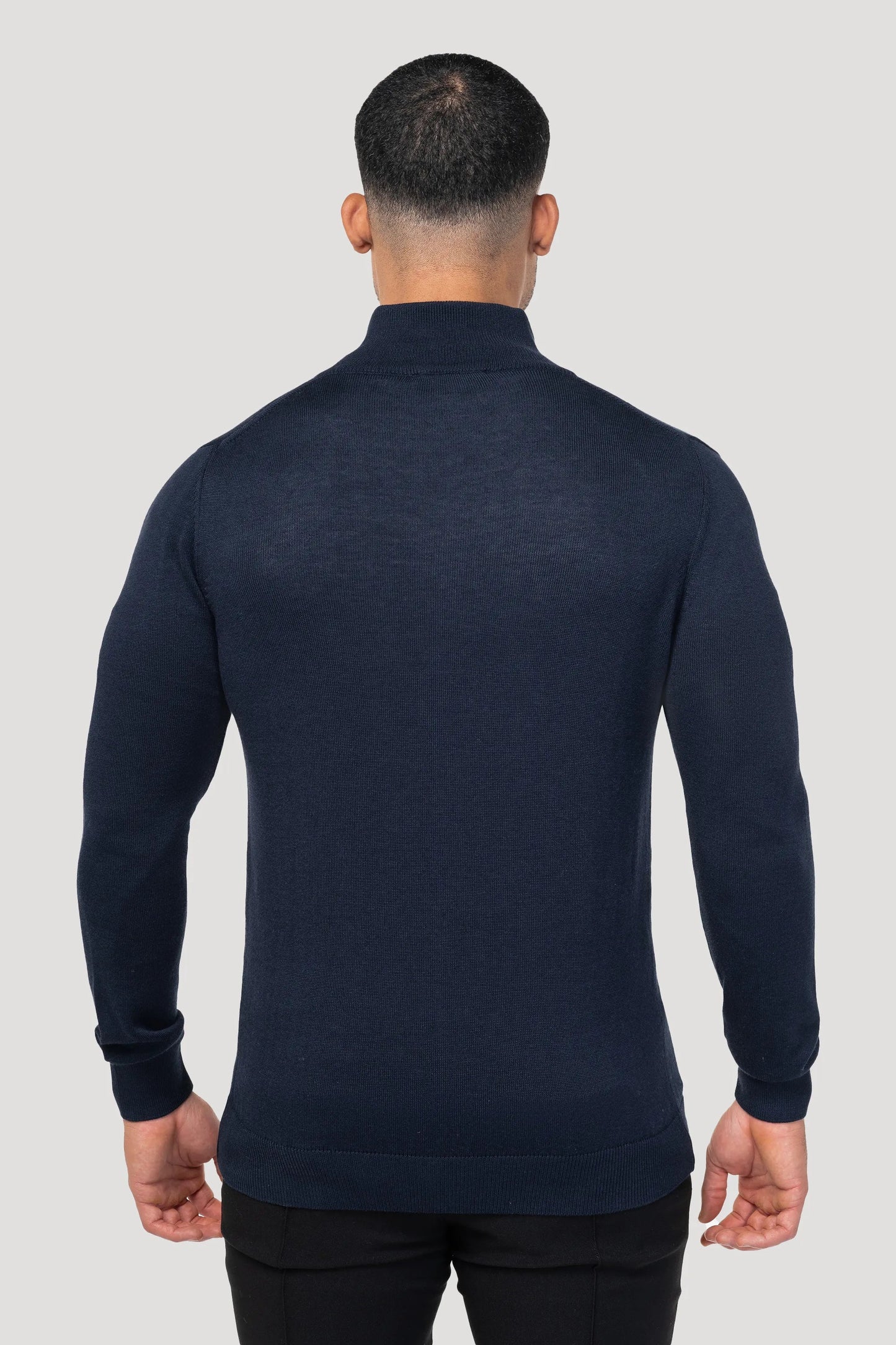 THE SANTONI FULL ZIP SWEATER - BLAUW