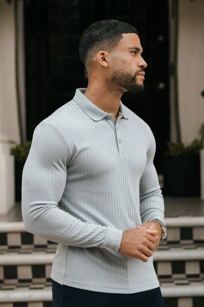 THE RIBBED LONGSLEEVE POLO