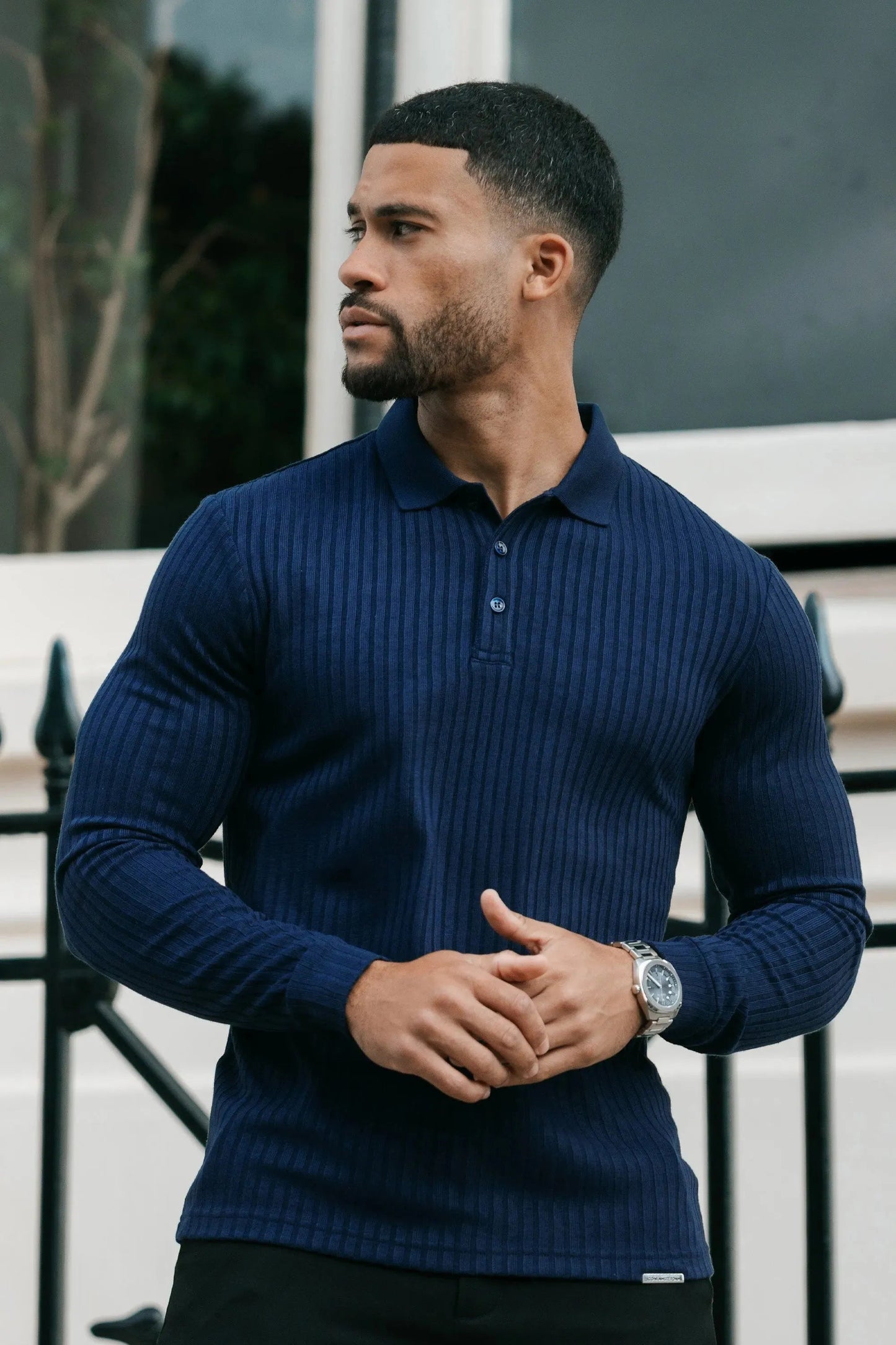 THE RIBBED LONGSLEEVE POLO