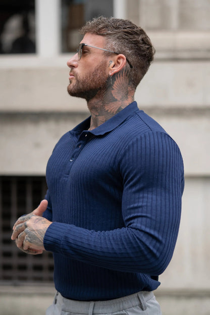 THE RIBBED LONGSLEEVE POLO