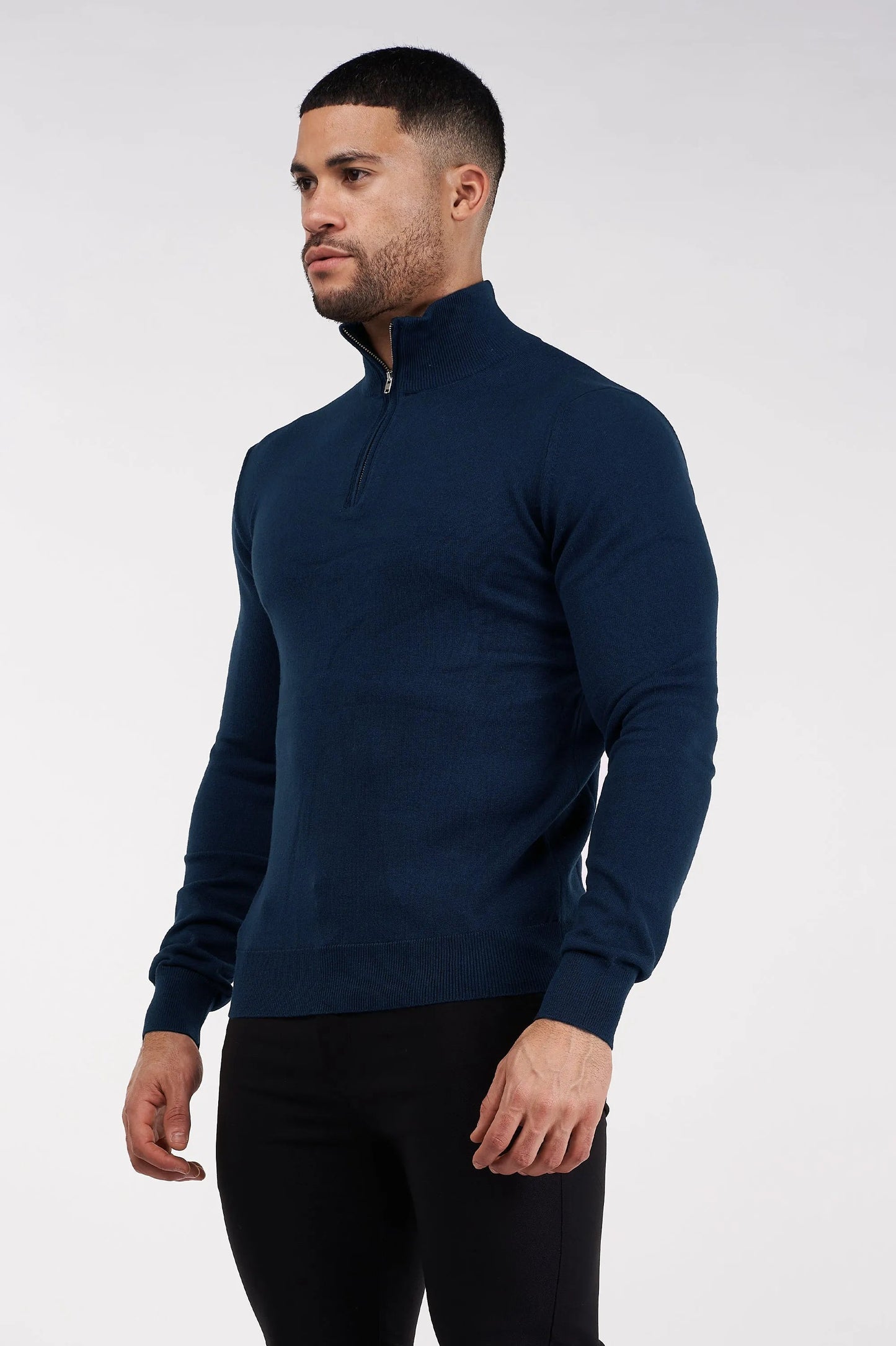 THE SANTONI - HALFZIP SWEATER - BLAUW