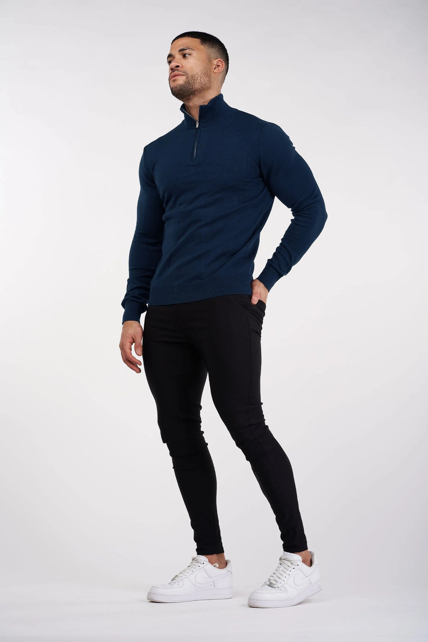 THE SANTONI - HALFZIP SWEATER - BLAUW