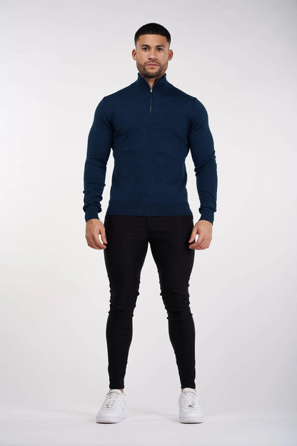 THE SANTONI - HALFZIP SWEATER - BLAUW