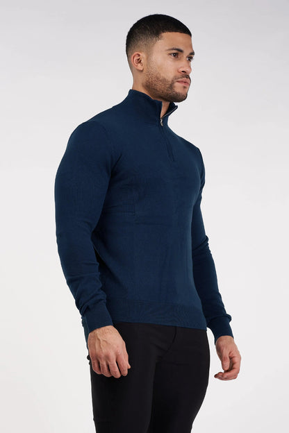 THE SANTONI - HALFZIP SWEATER - BLAUW