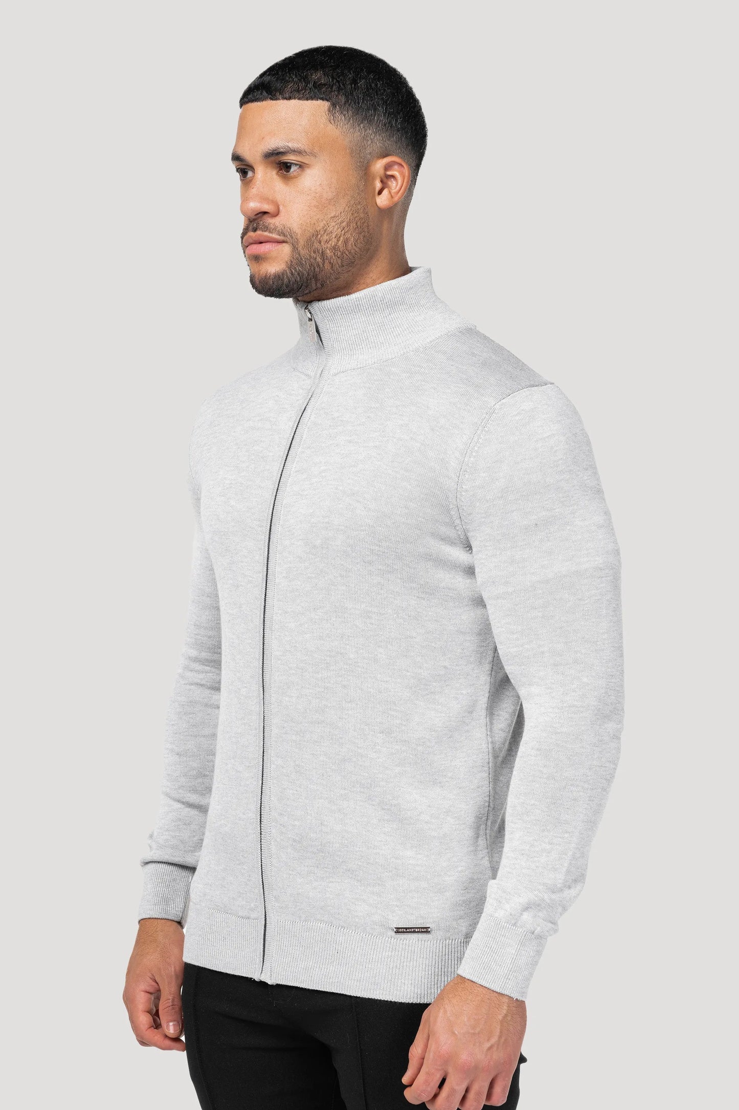 THE SANTONI FULL ZIP SWEATER - GRIJS