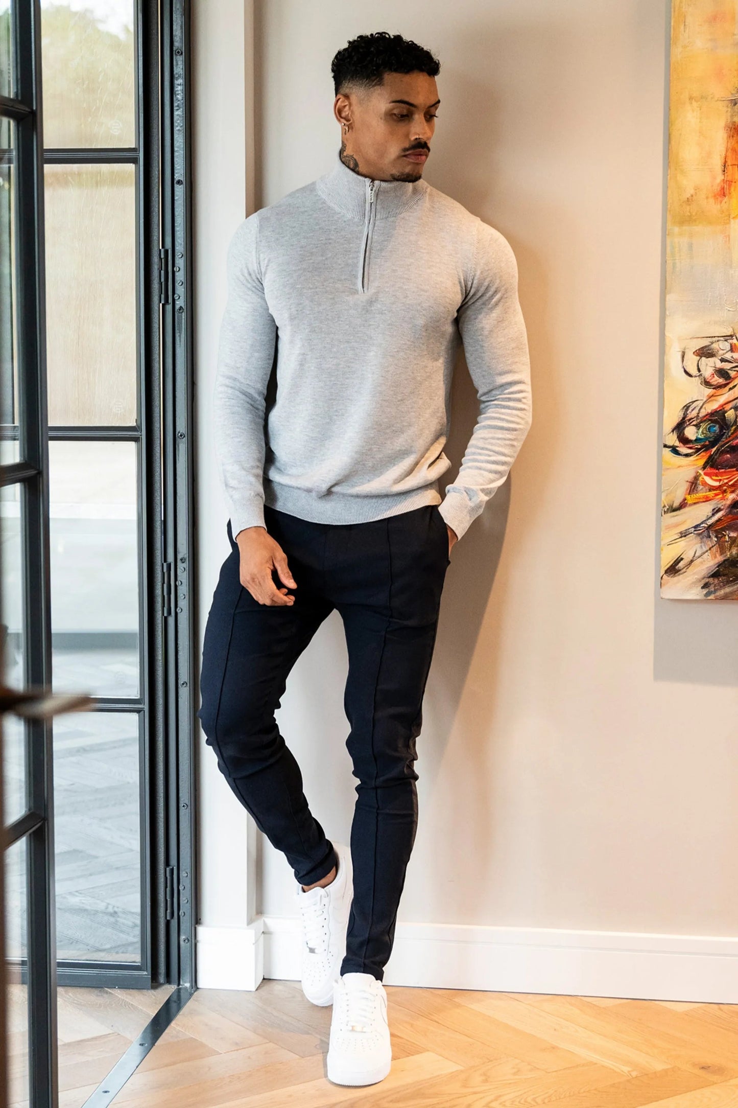 THE SANTONI - HALFZIP SWEATER - GRIJS