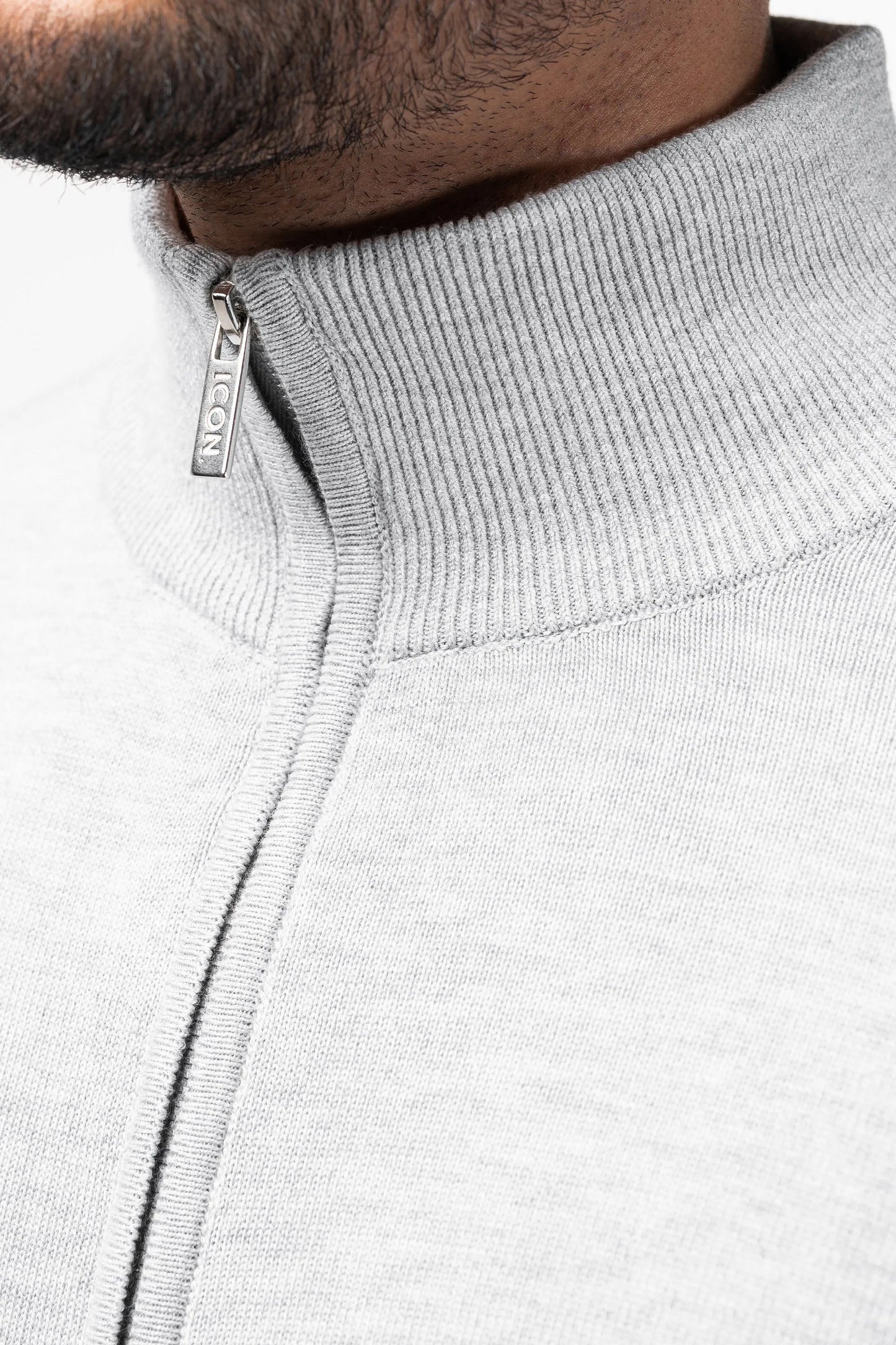 THE SANTONI FULL ZIP SWEATER - GRIJS