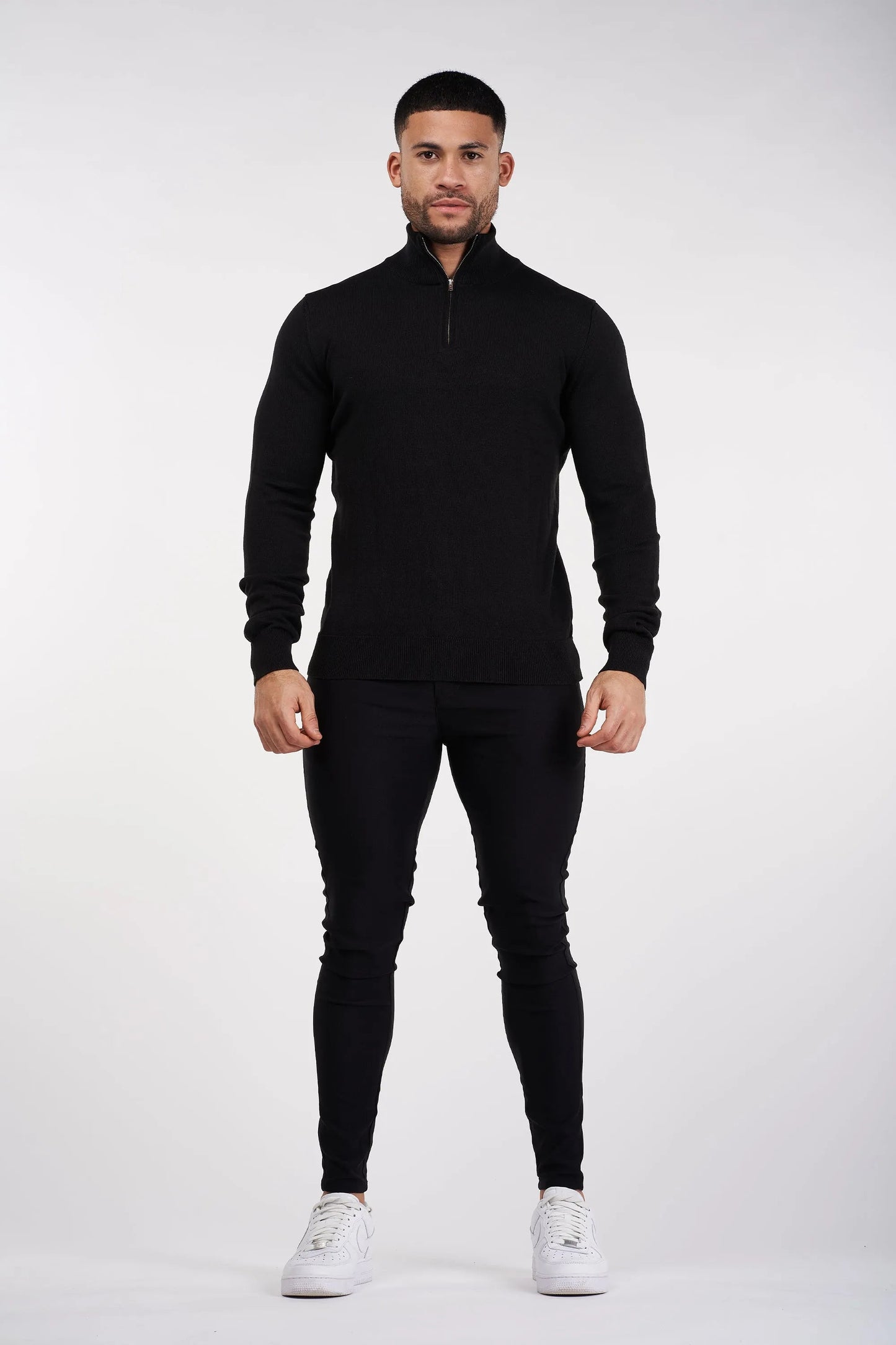 THE SANTONI - HALFZIP SWEATER - ZWART