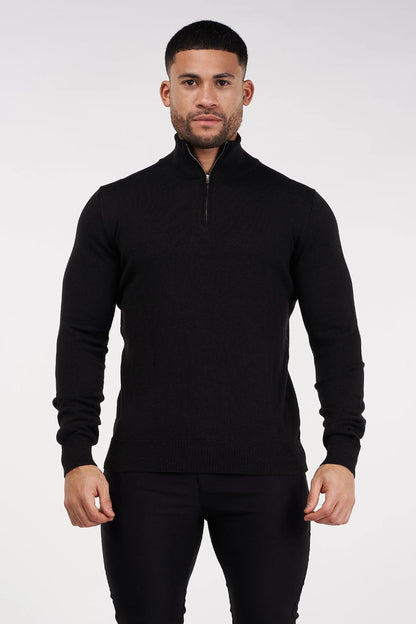 THE SANTONI - HALFZIP SWEATER - ZWART