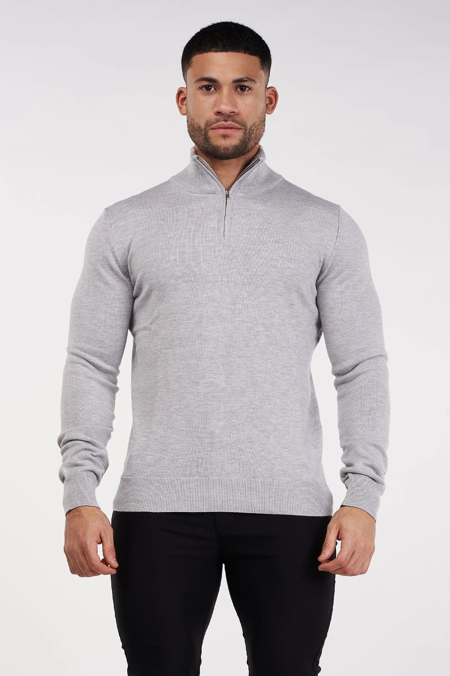 THE SANTONI - HALFZIP SWEATER - GRIJS