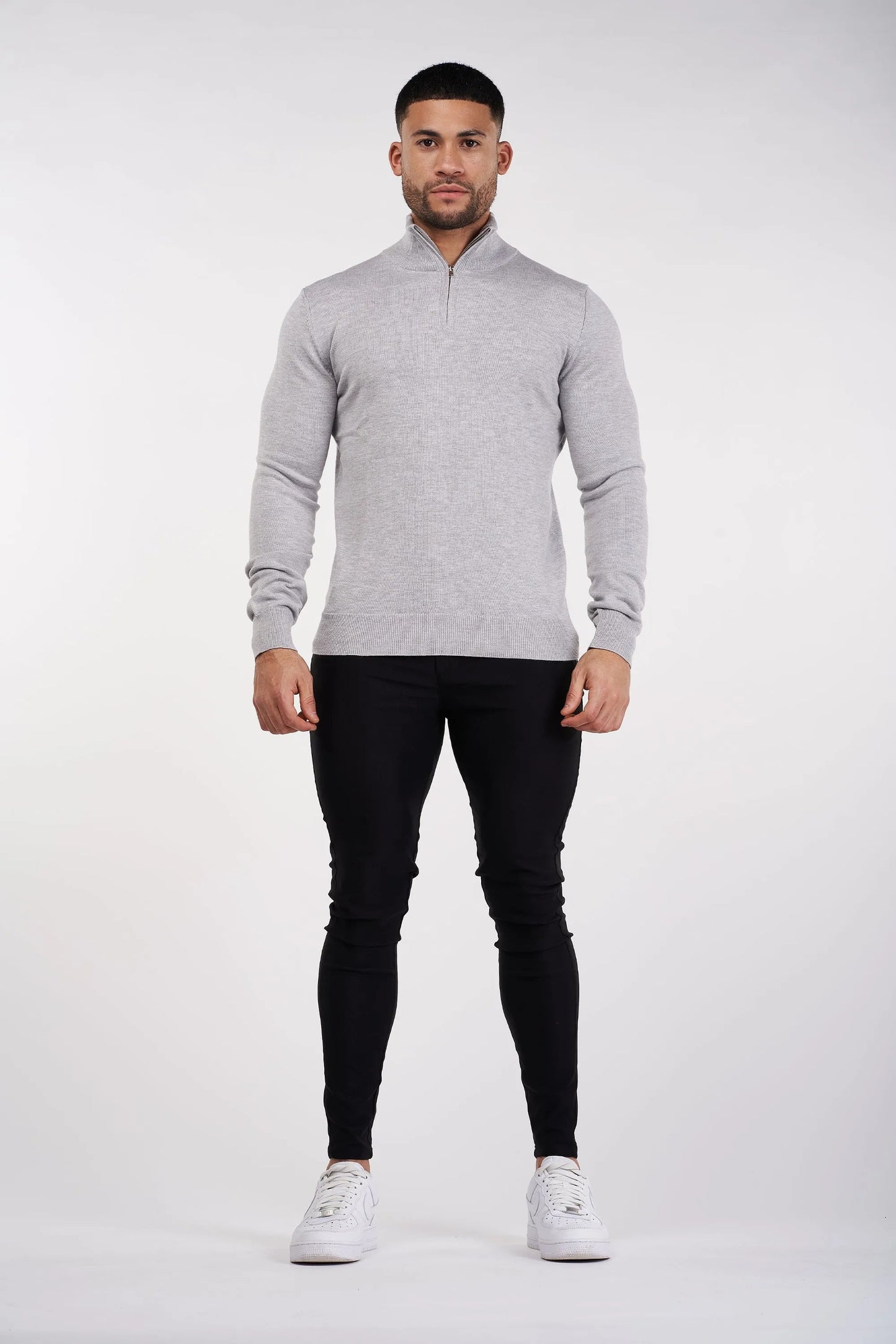 THE SANTONI - HALFZIP SWEATER - GRIJS