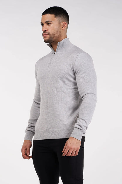 THE SANTONI - HALFZIP SWEATER - GRIJS