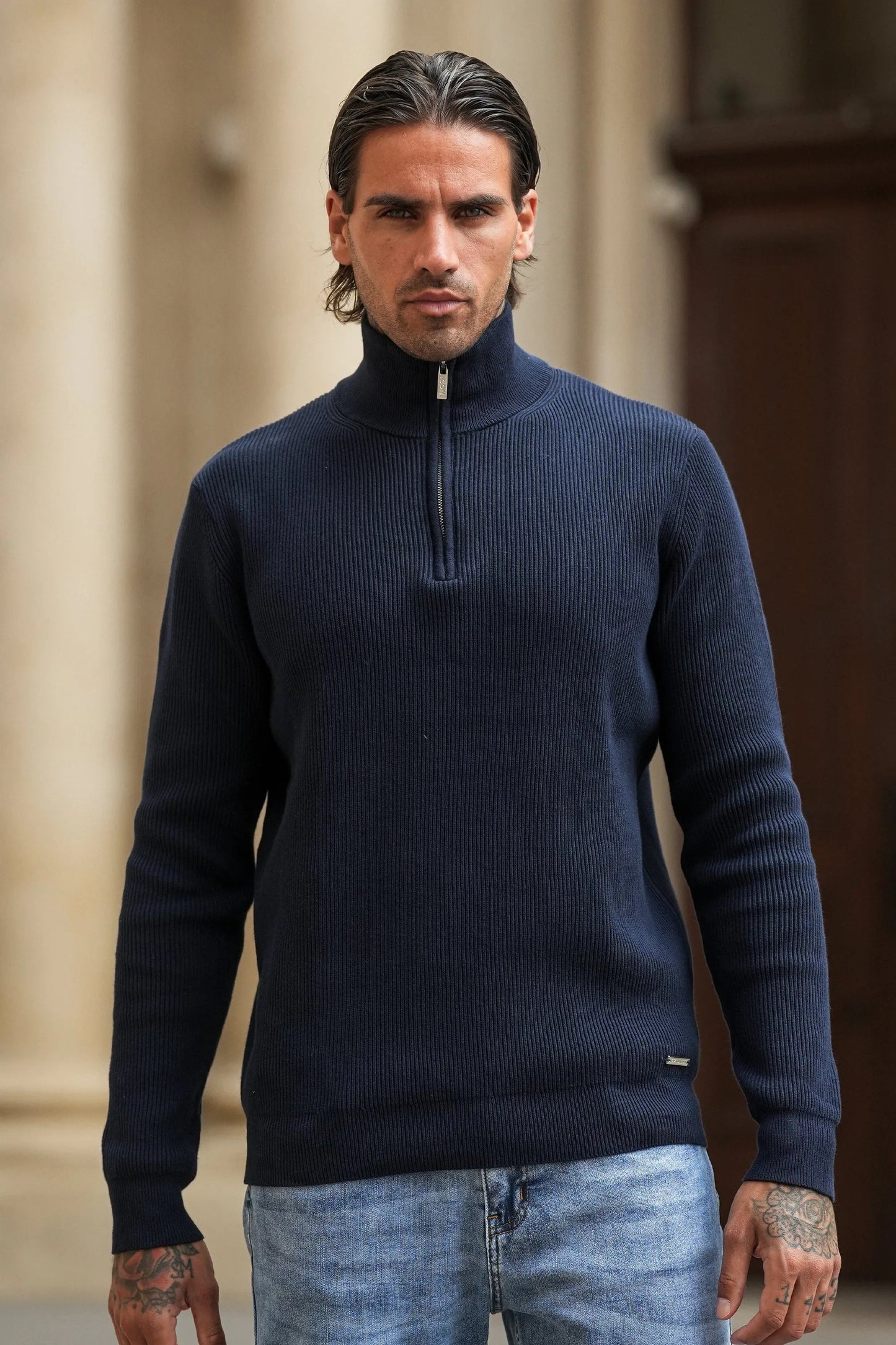 THE RENZO HALF ZIP SWEATER