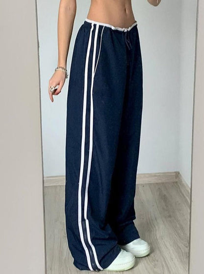 Stretchable Waist Wide Leg Pants