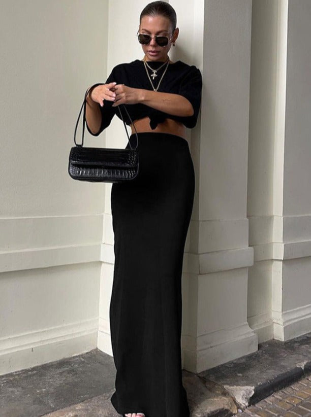 Black High Waist Maxi Skirt