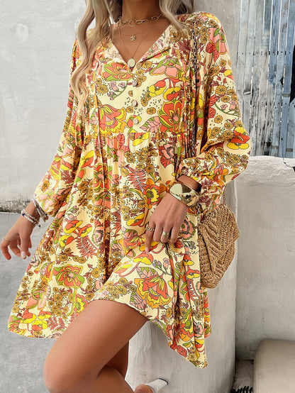 Casual Pleated Printed Temperament Dress