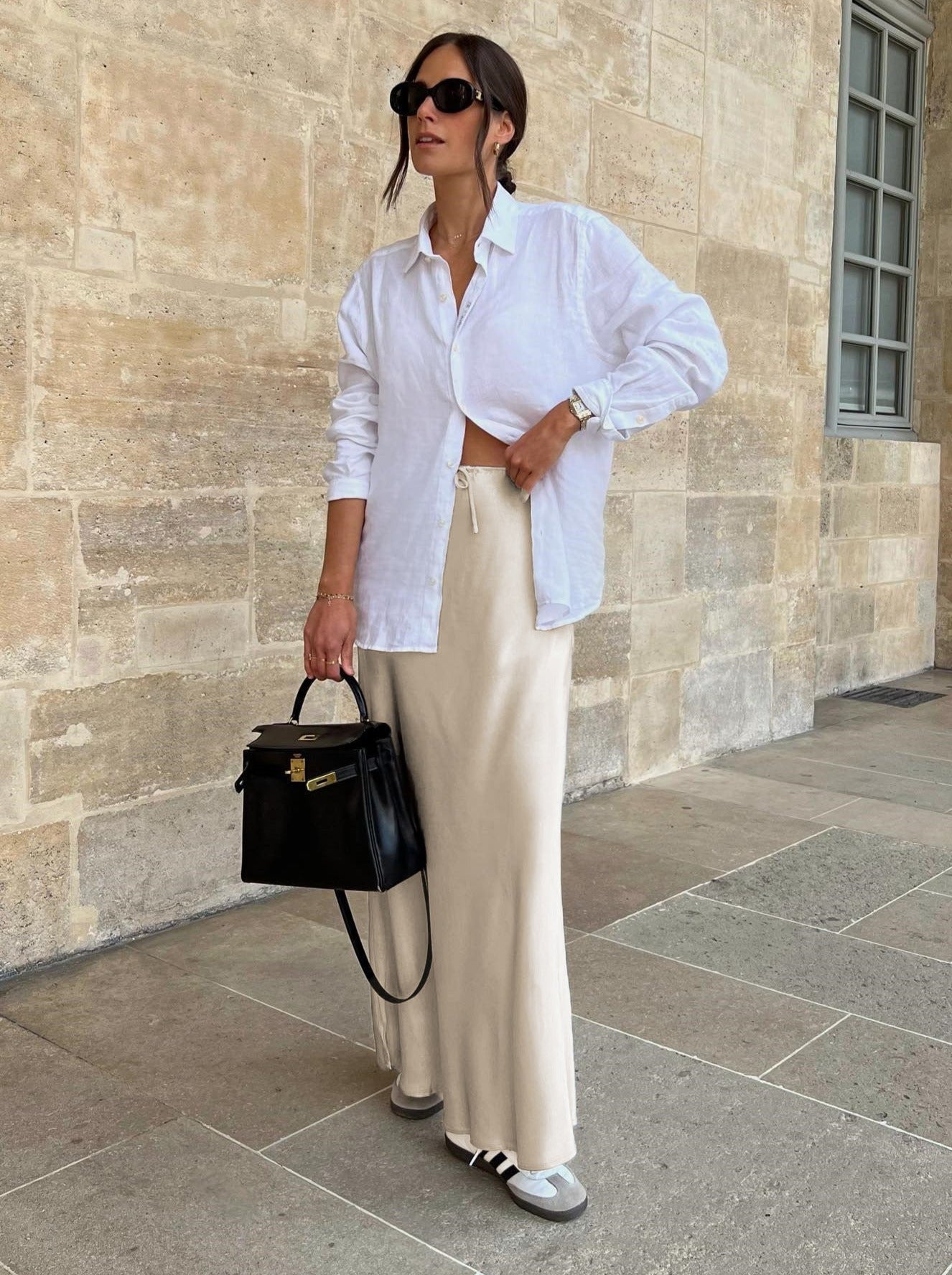 Beige Tie Wait Maxi Skirt