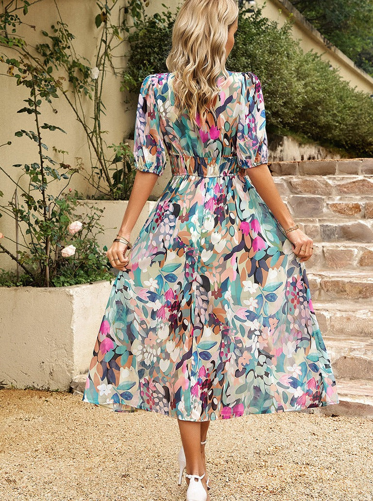 Boho Deep V-Neck Summer Temperament Midi Dress