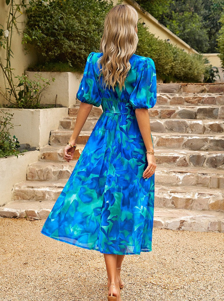 Boho Deep V-Neck Summer Temperament Midi Dress