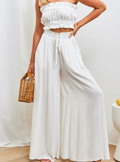 White Loose Casual Fashion Trousers