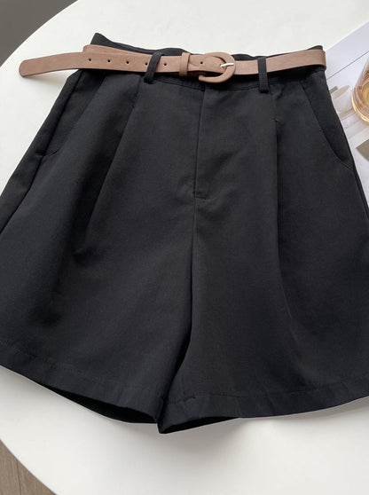 Casual Black High Waist Slim Loose Straight Wide Leg Pants