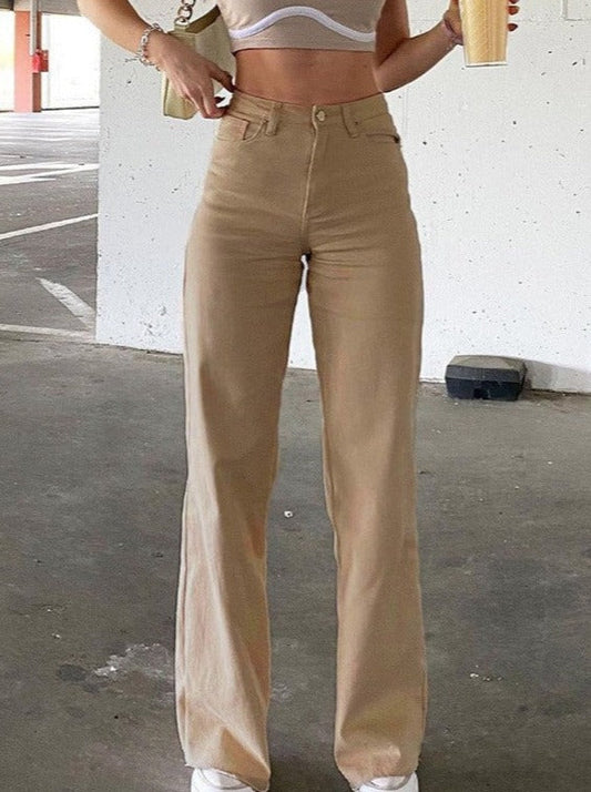 Casual Flared High Waist Wide Leg Trousers