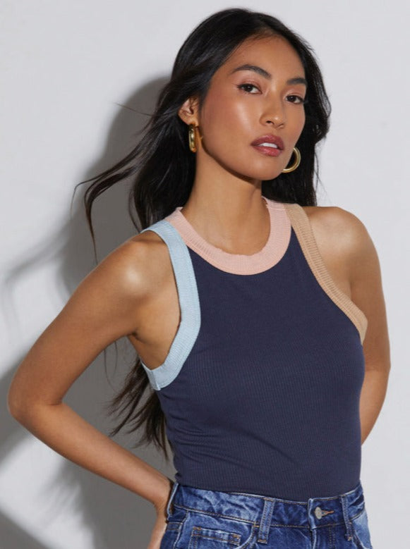 Color Block Seam Sleeveless Tank Top