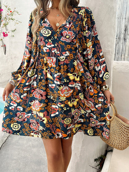 Casual Pleated Printed Temperament Dress