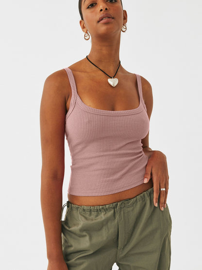 Pink Sexy Knitted Camisole Sleeveless Crop Top