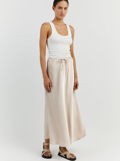 Beige Tie Wait Maxi Skirt