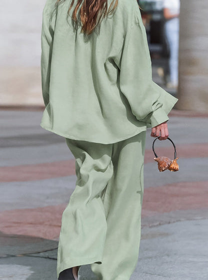 Casual Solid Color Oversized Long Sleeve and Pants