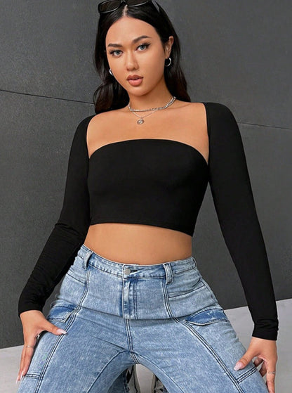 Sexy Fitted Off Shoulder Long Sleeved Tube Top