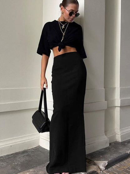 Black High Waist Maxi Skirt