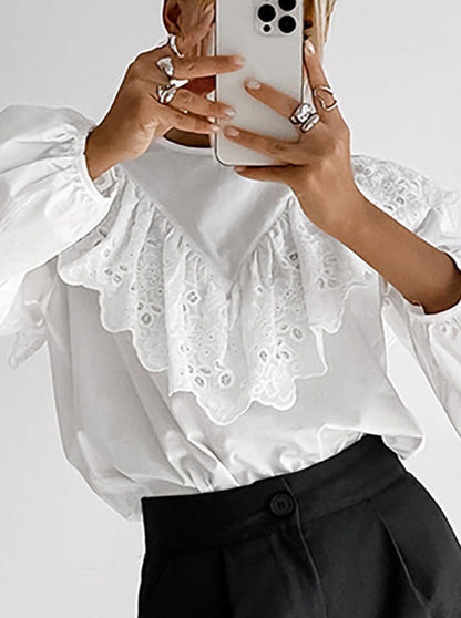 Jacquard Puff Sleeve Fashionable Shirt