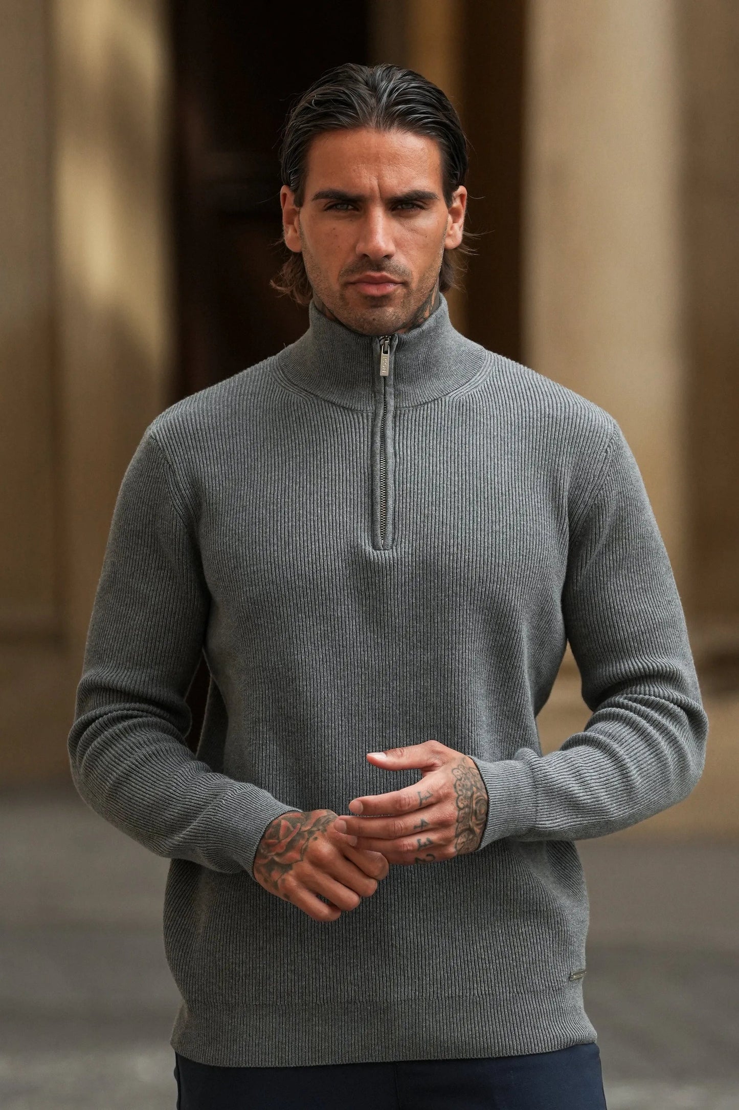 THE RENZO HALF ZIP SWEATER